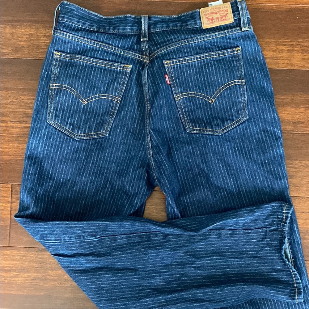 Levi's Blue Pin Stripe Straight Jeans Classic Style